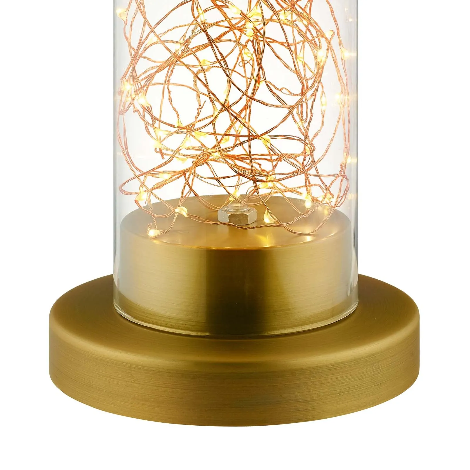 Adore Cylindrical-Shaped Glass and Brass Table Lamp