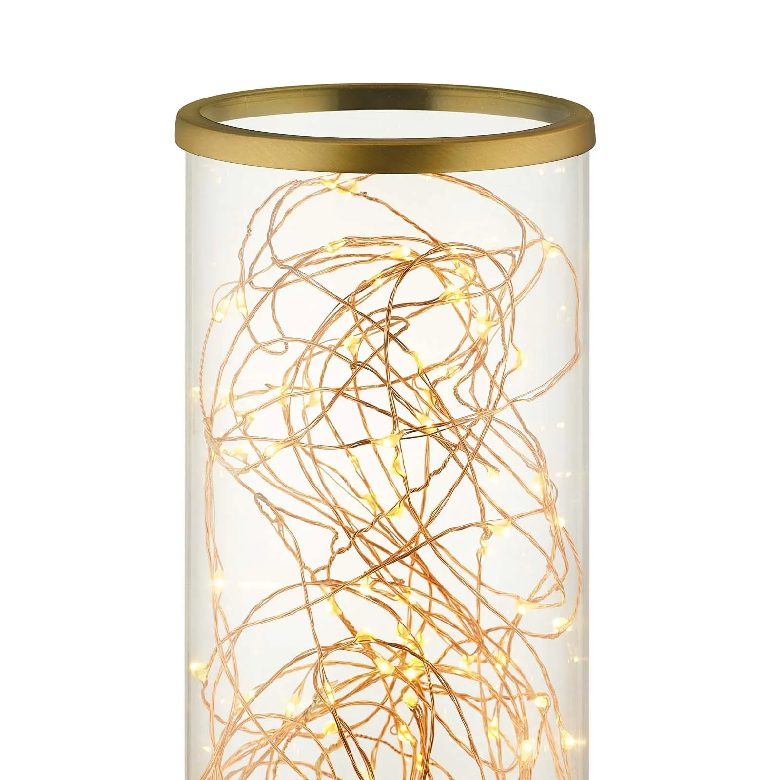 Adore Cylindrical-Shaped Glass and Brass Table Lamp