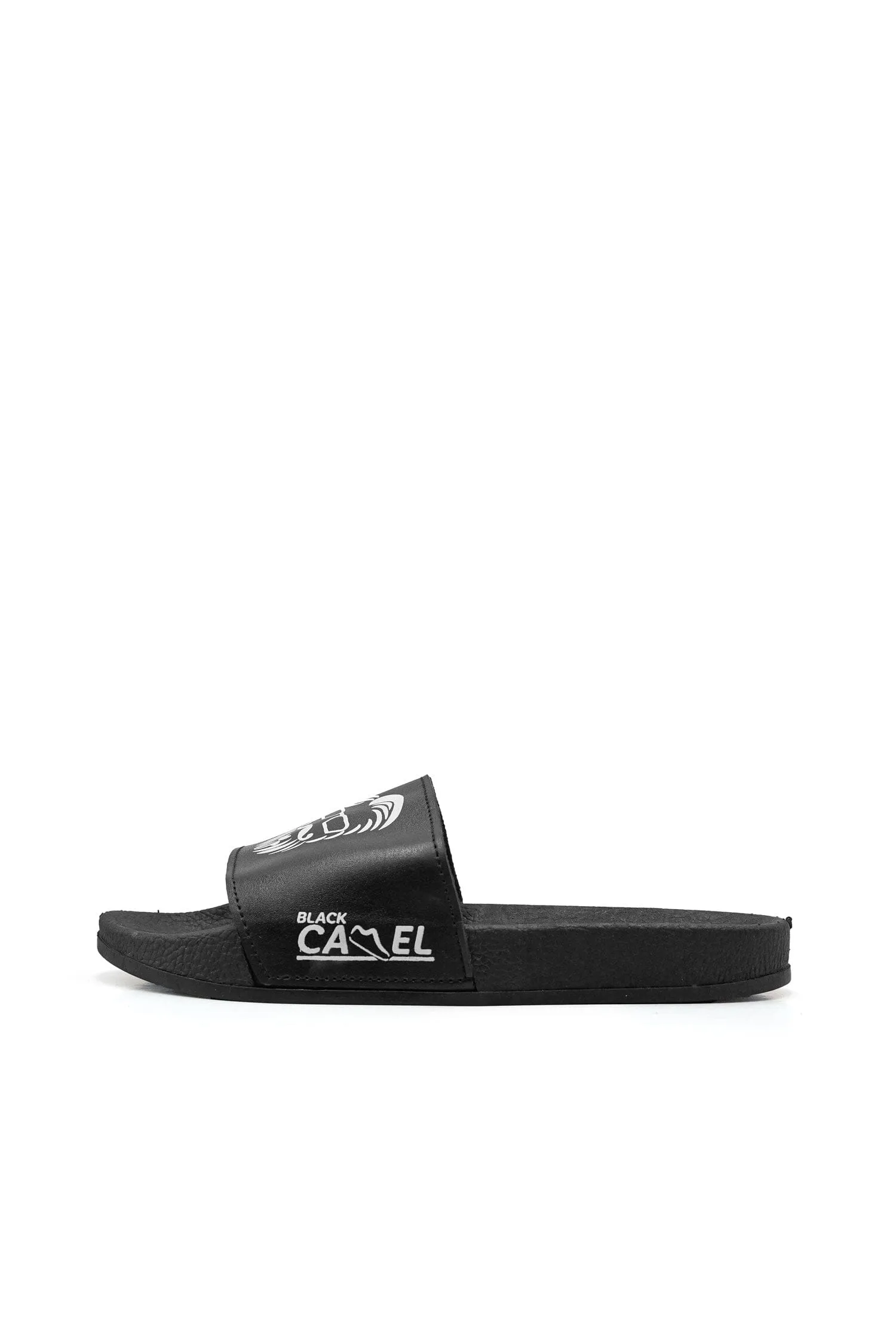 Black Camel Men's Bearded Face Printed Slide Slippers