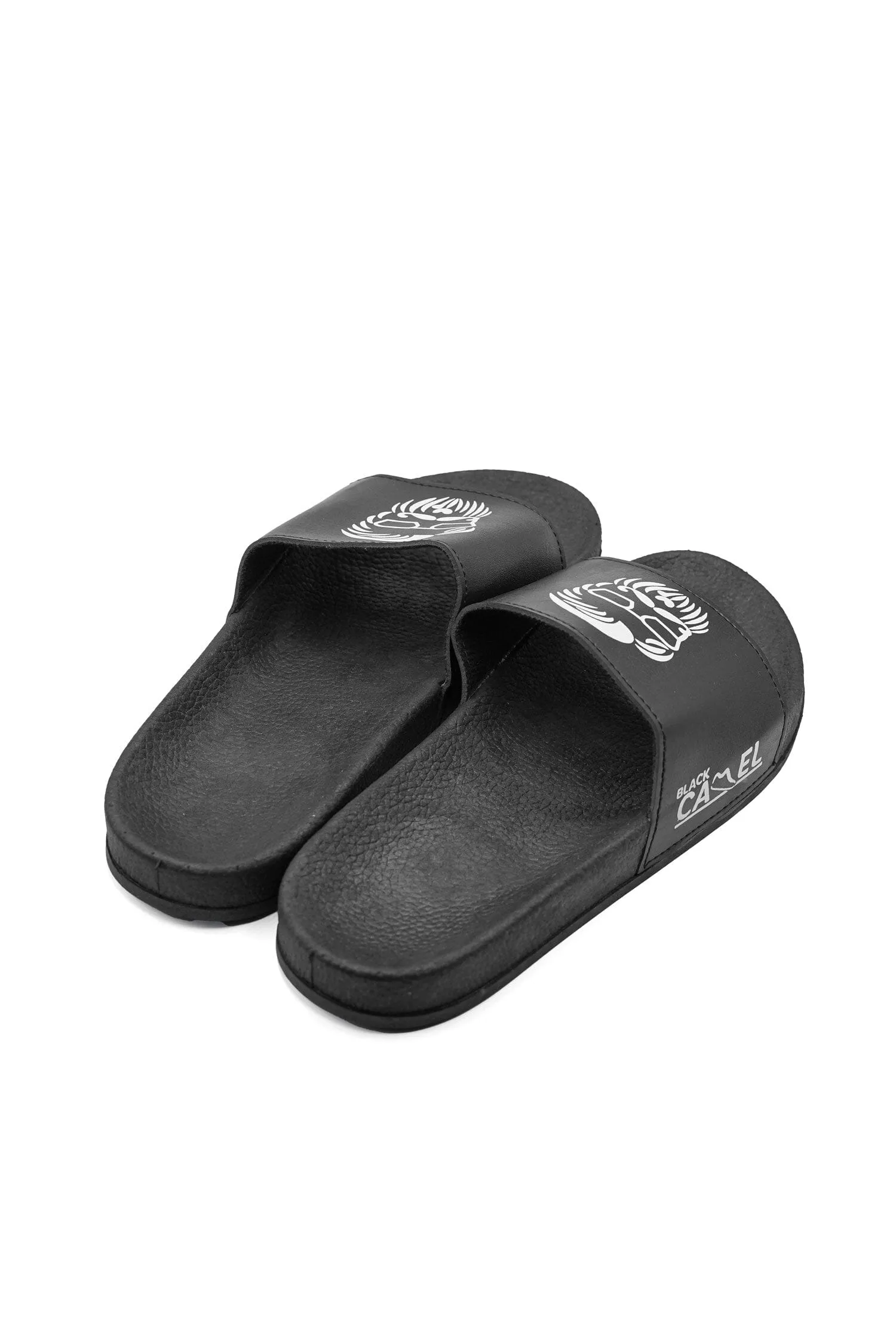 Black Camel Men's Bearded Face Printed Slide Slippers