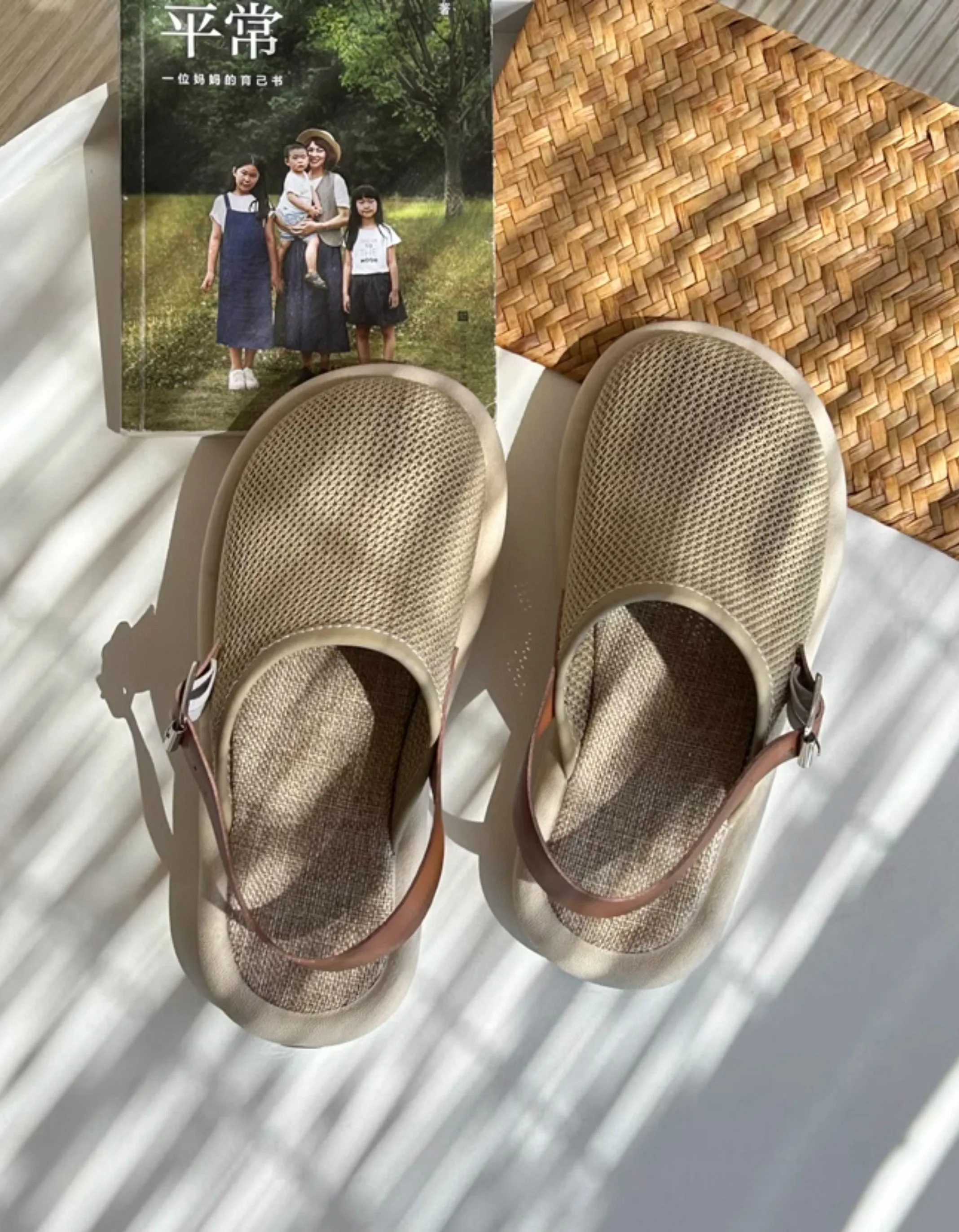 Mesh Cotton Linen Wide Toe Box Slingback Sandals