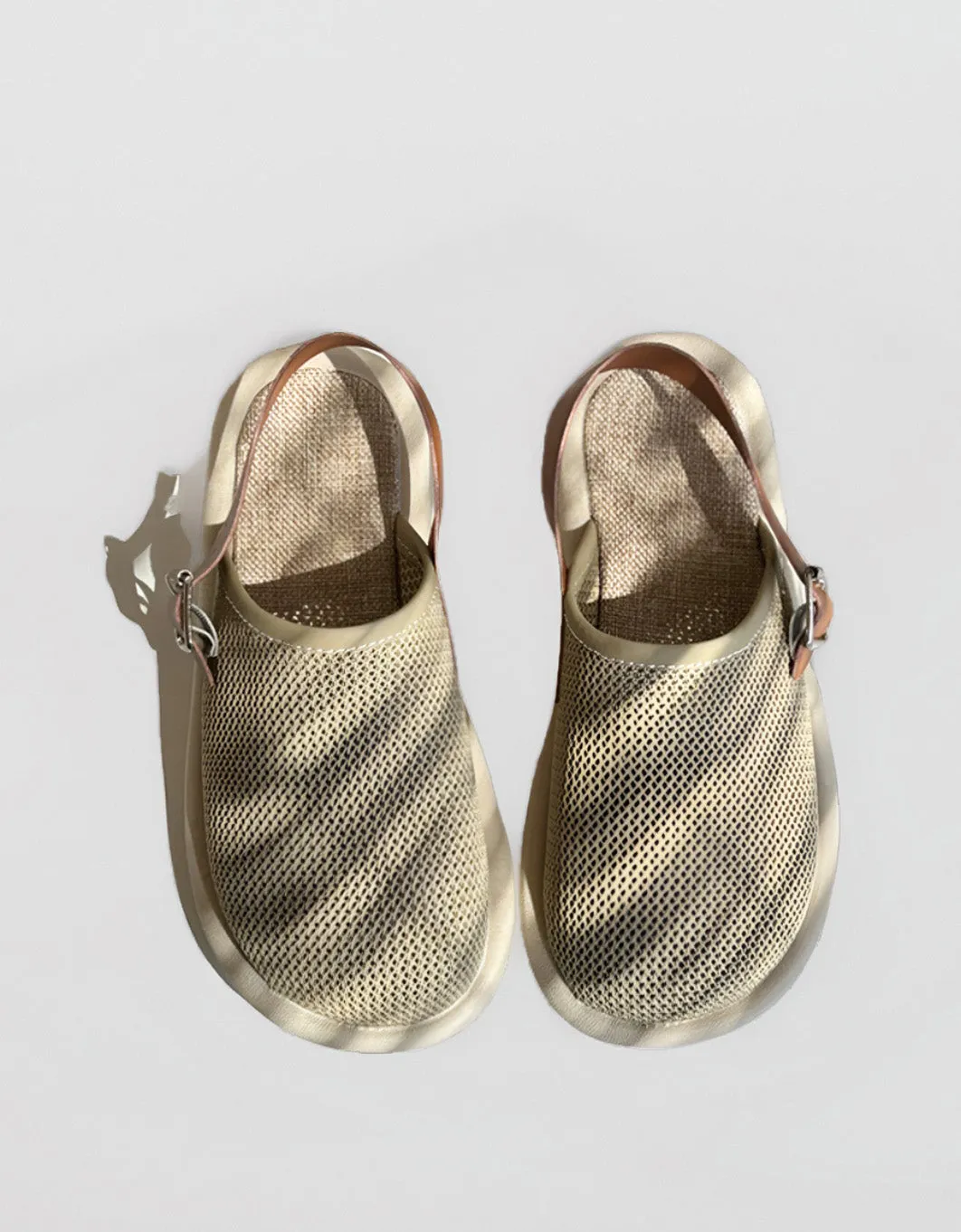 Mesh Cotton Linen Wide Toe Box Slingback Sandals