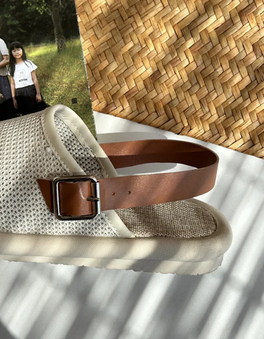 Mesh Cotton Linen Wide Toe Box Slingback Sandals