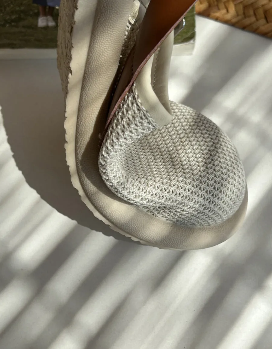 Mesh Cotton Linen Wide Toe Box Slingback Sandals