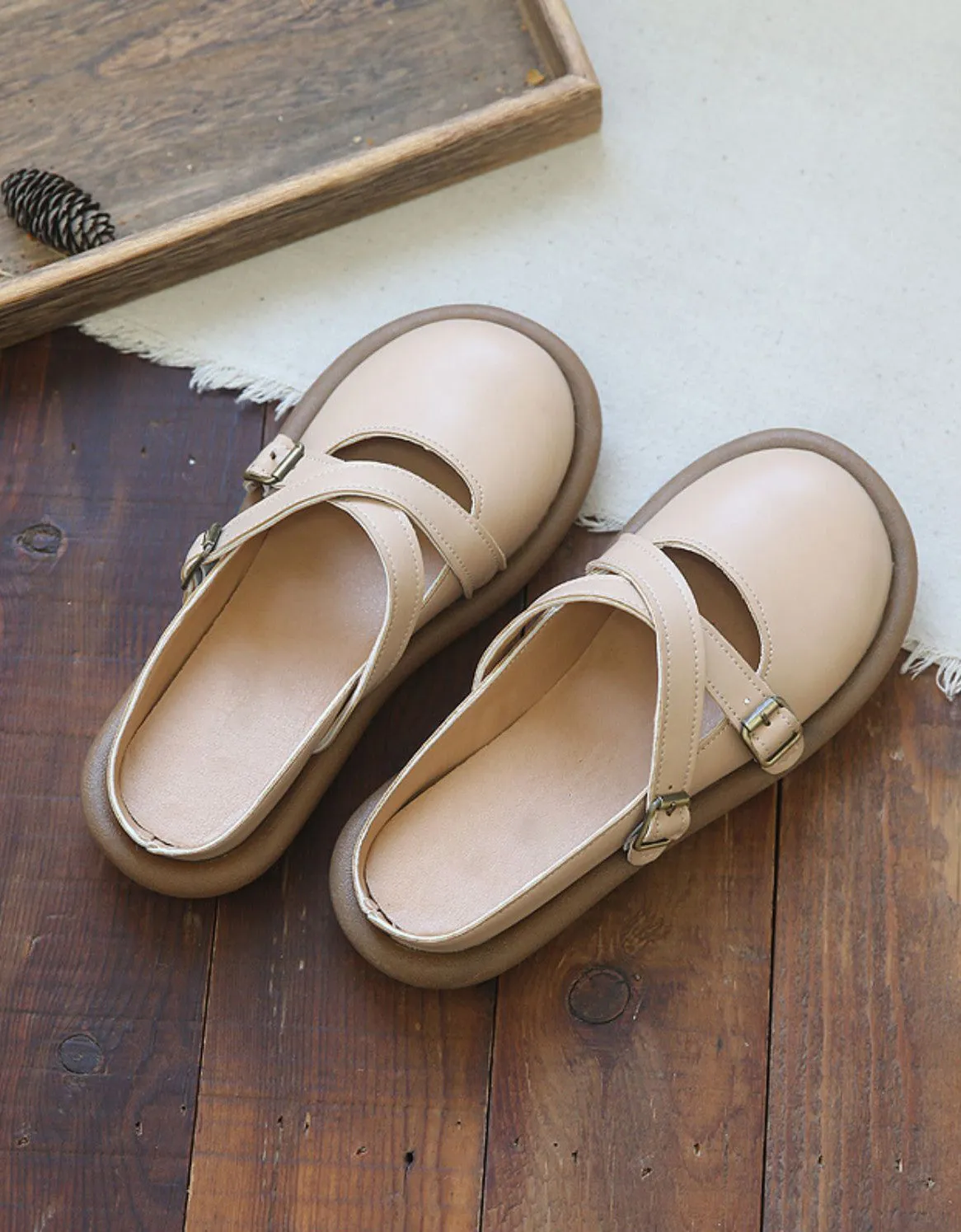 Summer Cross-strap Buckles Soft-sole Slippers